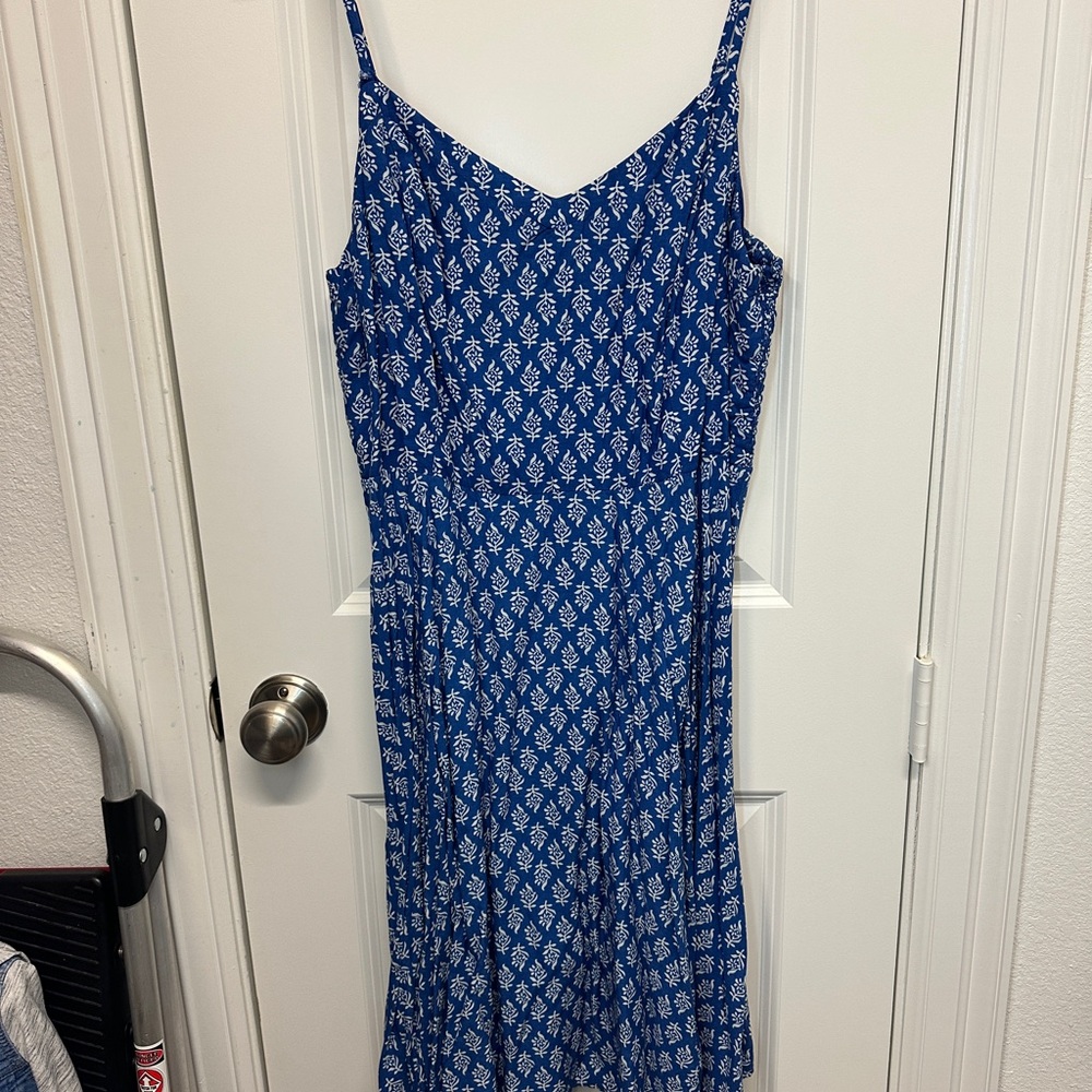 Old Navy Blue and White Spaghetti Strap Sundress